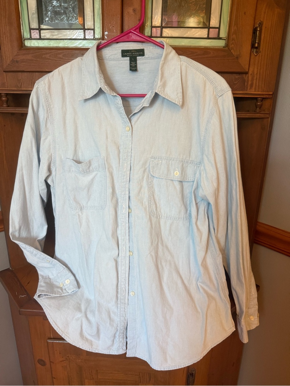 Lauren Jeans Co. (by Ralph Lauren) long-sleeve cotton chambray shirt. L